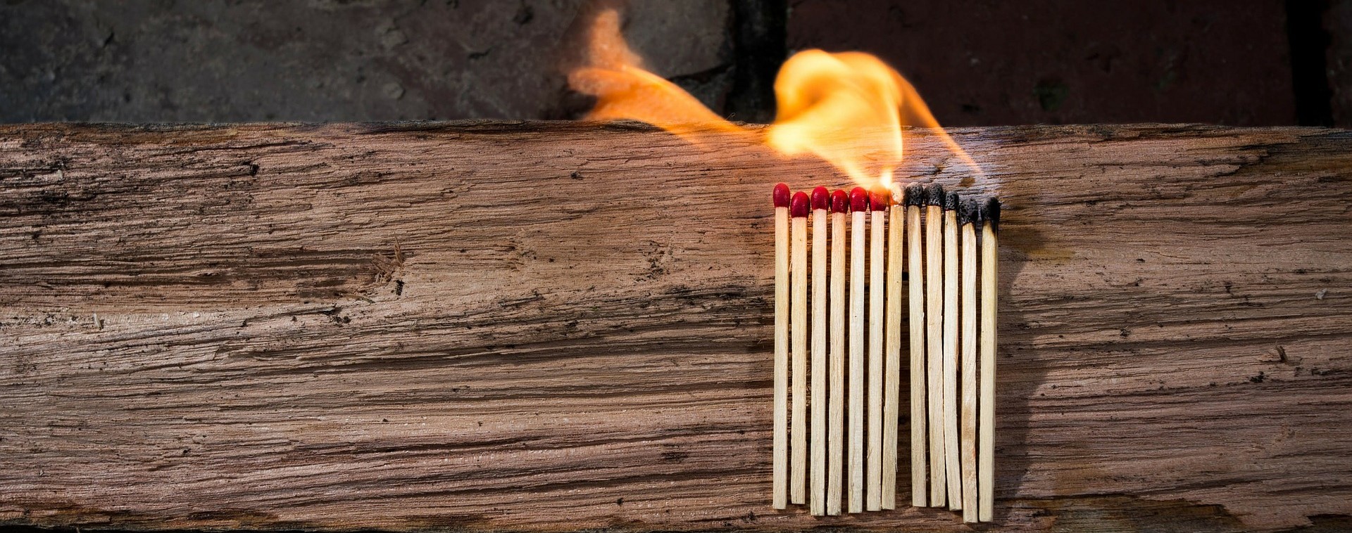 Chain Reaction of Matches Burning