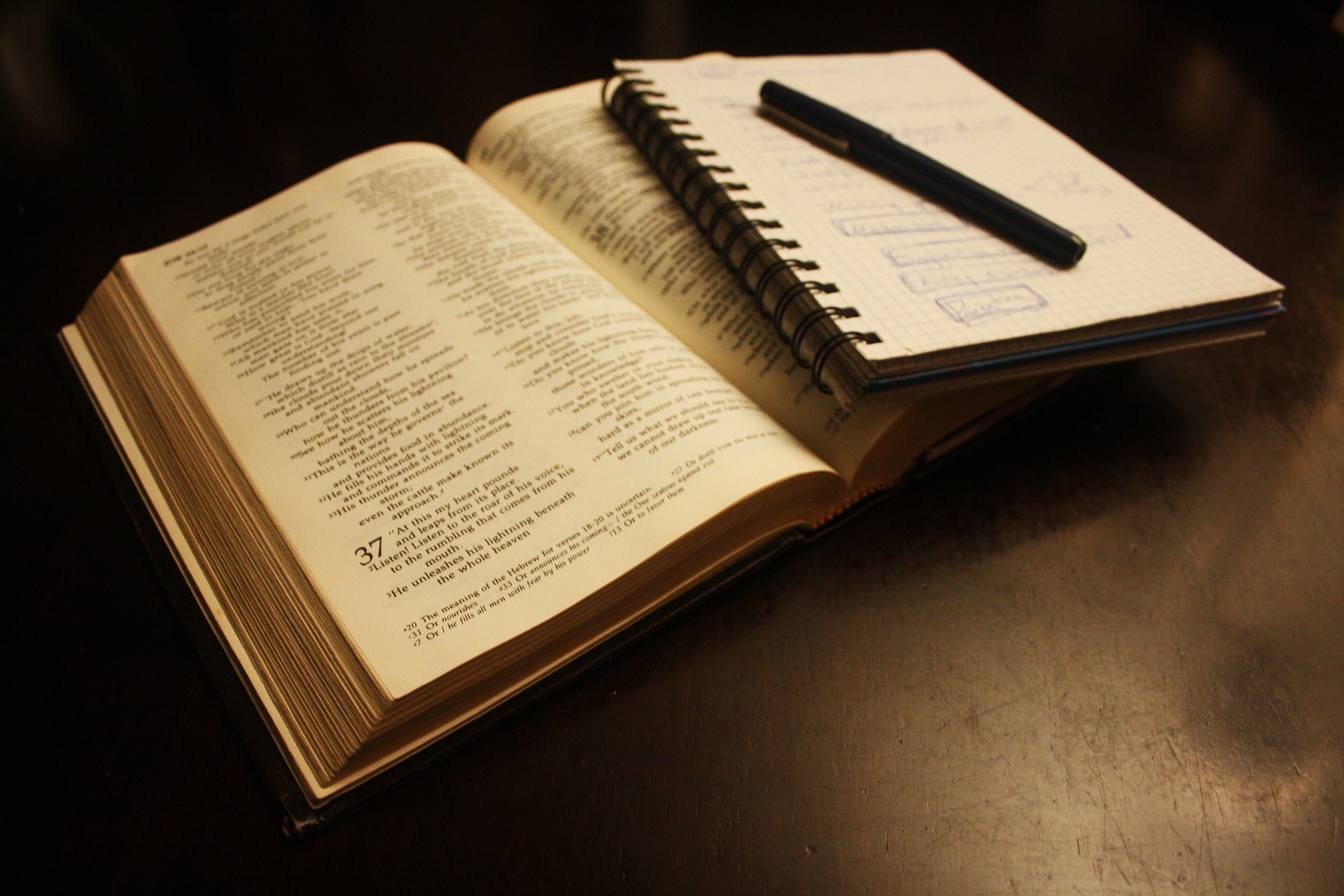 Bible, Notebook, Pen