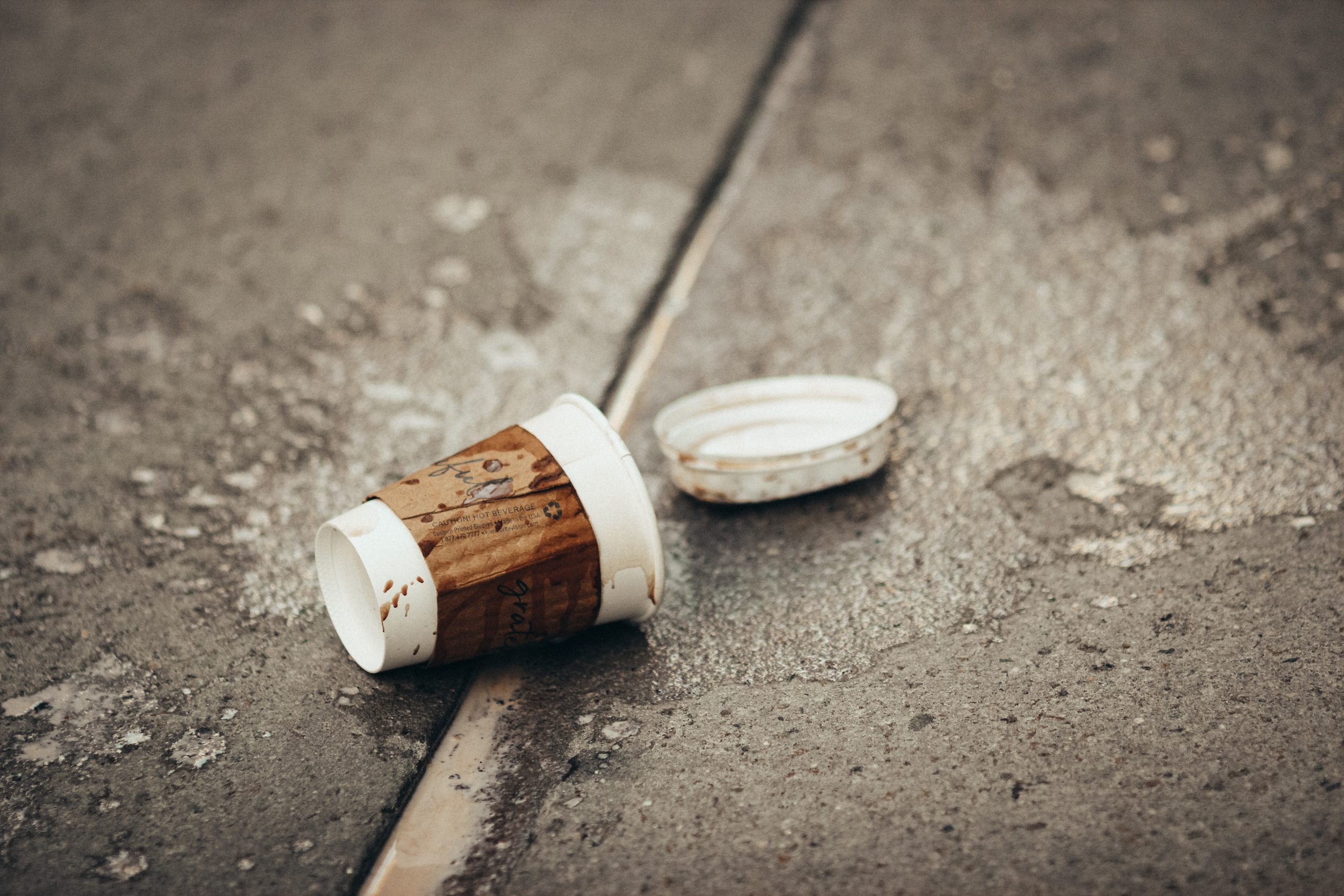 Spilled coffee cup