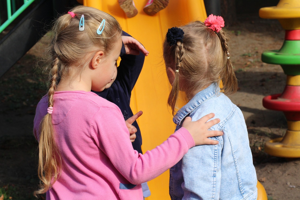 Kids talking on the playground