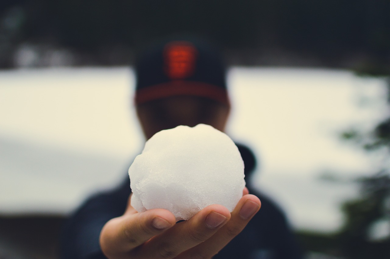 Snowball in a hand ready to be thrown