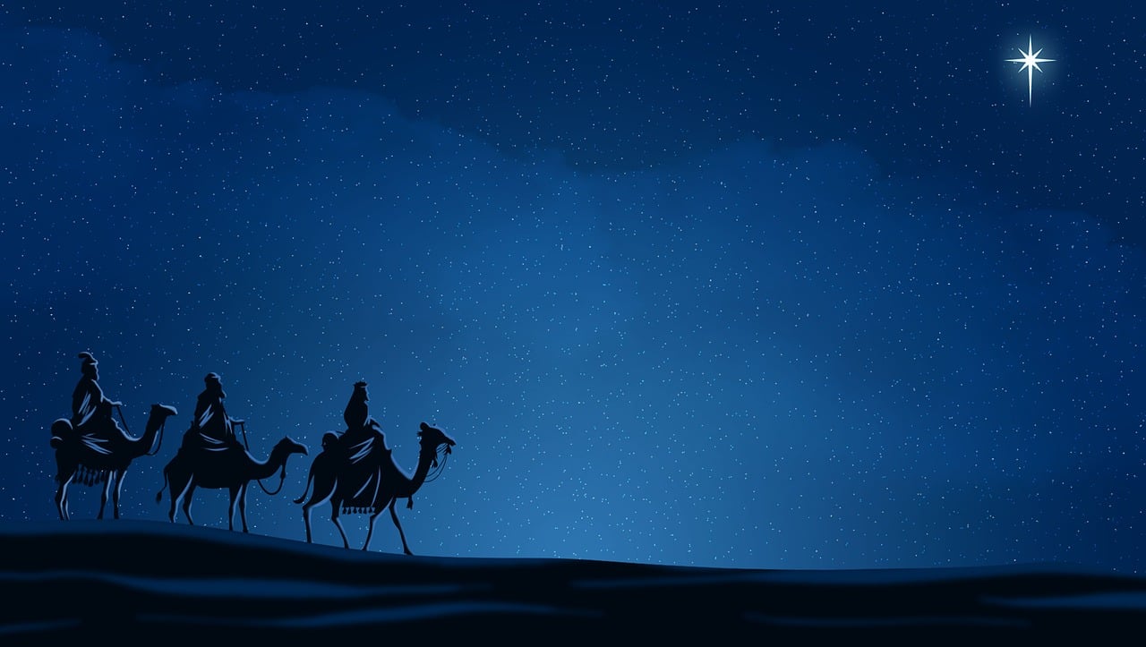 The Bethlehem Star with Wise Men from afar