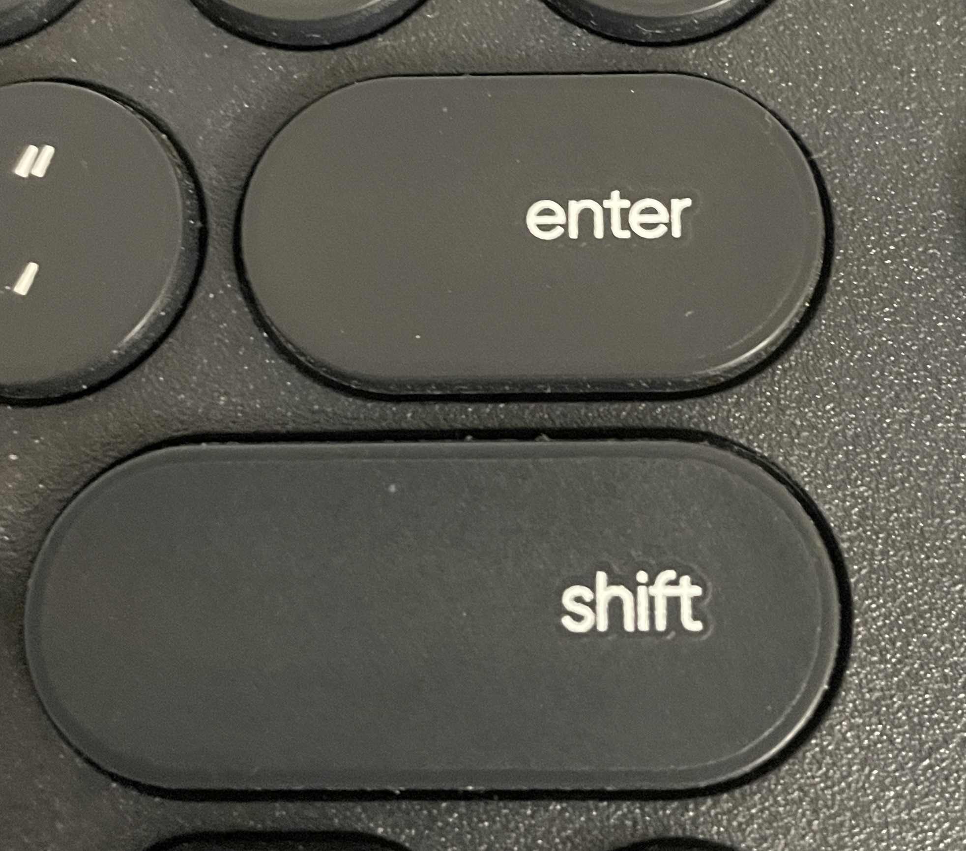 The Enter and Shift keys on a keyboard