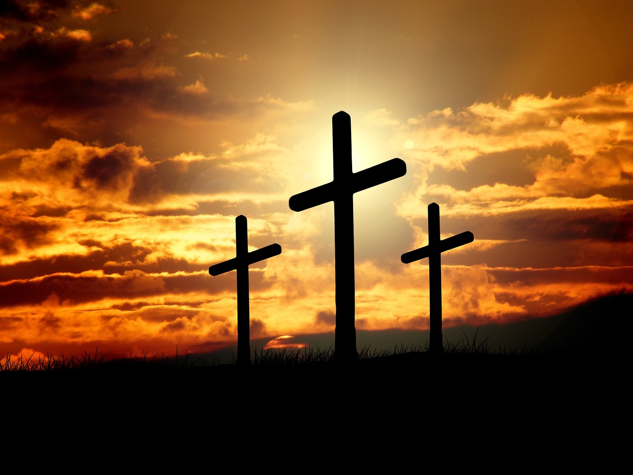 Sunrise morning with Easter Crosses